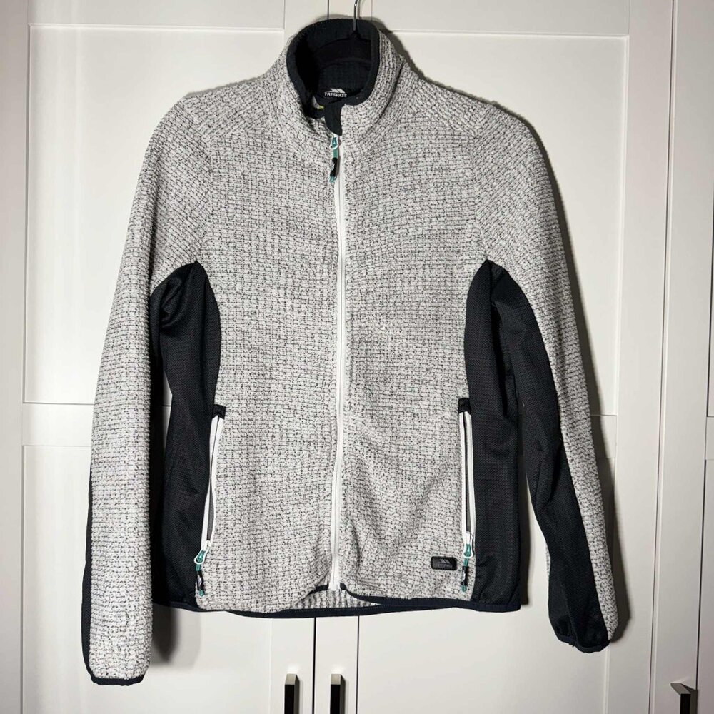 Trespass Women Zipper Sweater Jacket pockets Light Gray MEDIUM